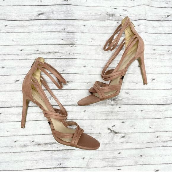 MARC FISHER High Heels Womens Size 8.5 Pink Strappy Suede Date Event Formal - Picture 1 of 11